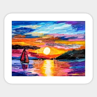 Sailing at sunset Sticker